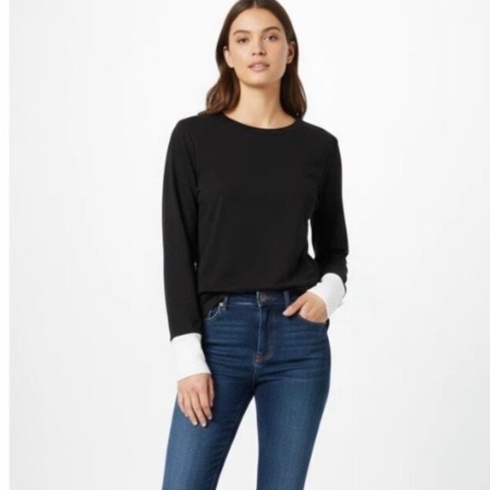 NWT Universal Standard Black&White Rhine Colorblock Cuff Long Sleeve Top Sz 4XS